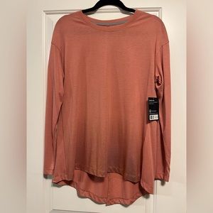 NWT Women’s Jockey Rose/Orange Shimmer Tie Back Long Sleeve Performance T